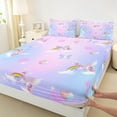 thumbnail image 3 of Manfei Unicorn Twin Sheet Sets,Cartoon Animal Twin Fitted Sheet,Pink Blue Ombre Flat Sheet For Girls,Ultra Soft Home Decor,3 Pieces, 3 of 7