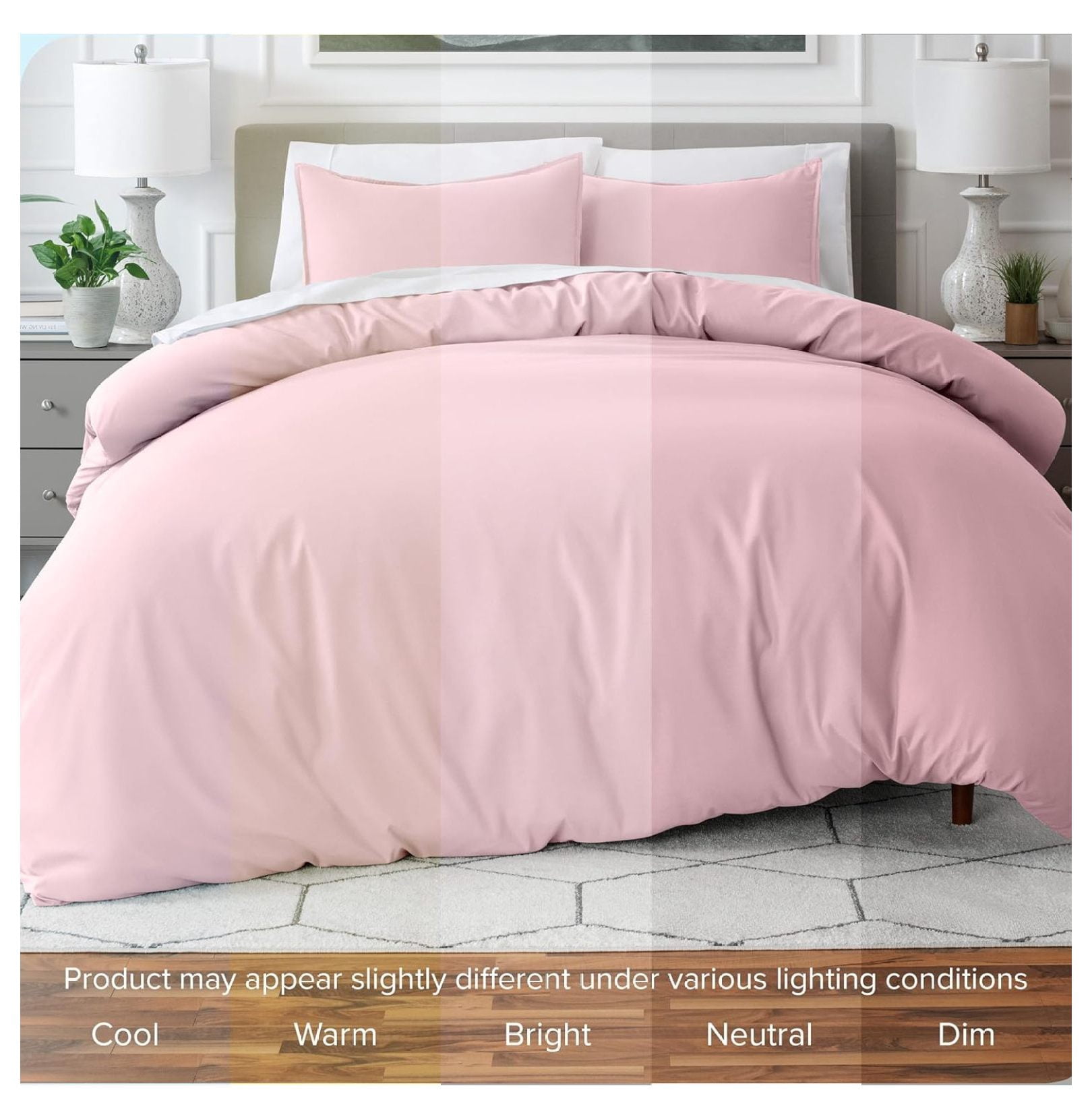 Bedding Duvet Cover King Size - Premium 1800 Super Soft Collection - Lightweight, Cooling - Soft Breathable Bedding Duvet Cover (King, Dusty Pink)