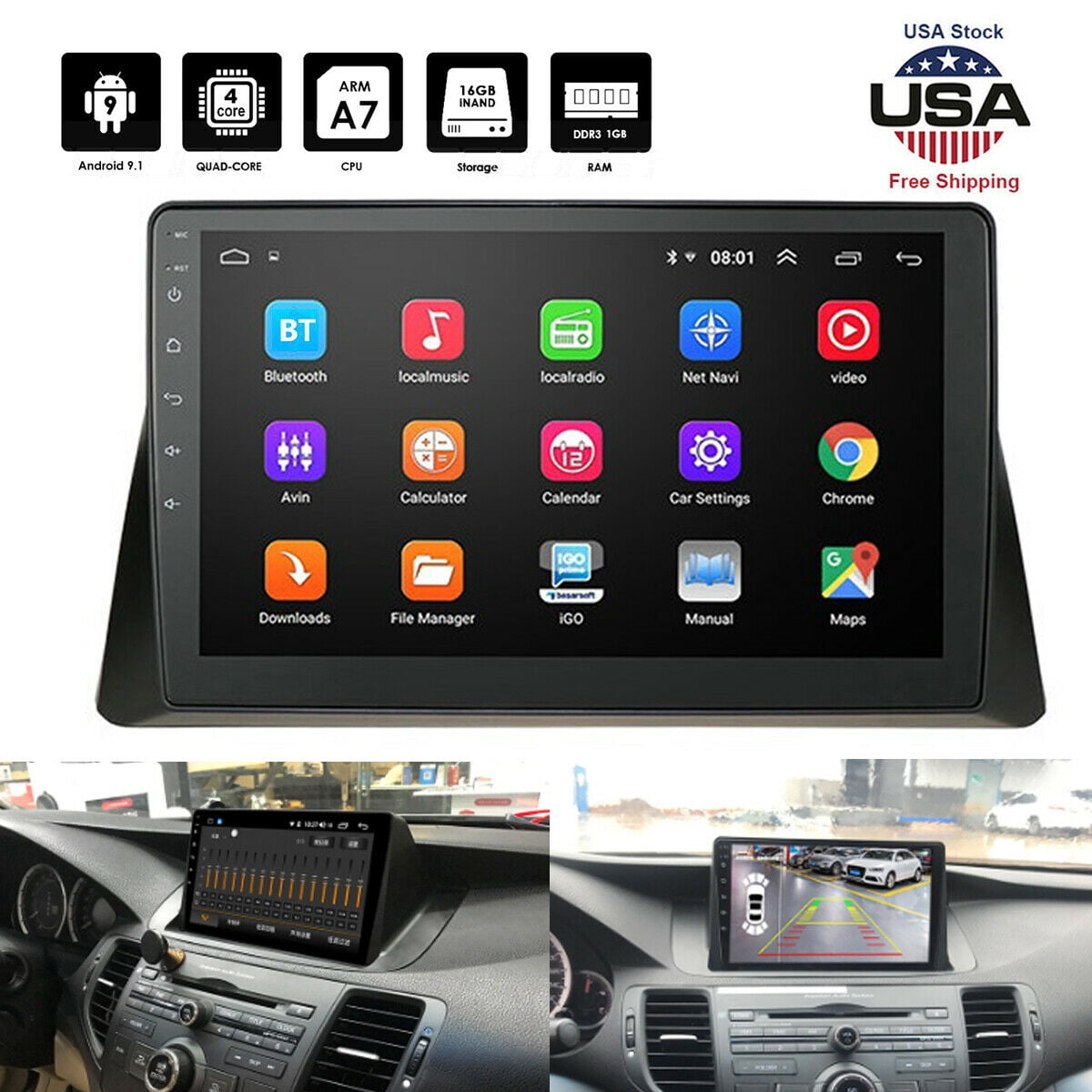 For Honda CRV 08-11 9'' Android 9.1 HD Touch Screen Car Stereo Radio GPS BT WiFi