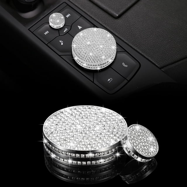 MJMJ Bling Center Console Multimedia Knob Button Cover Compatible with Cadillac CT5 CT6 XT4 XT5 XT6 Crystal Media Button Cover Trim Bling Interior Modification Trims for Car Accessories