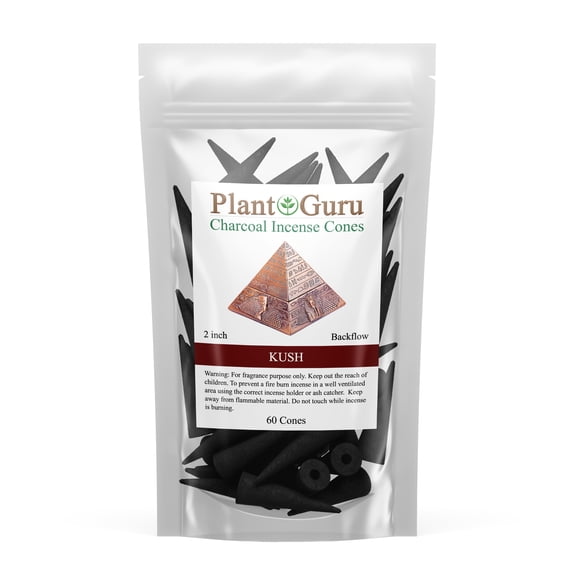 Kush Charcoal Incense Cones 2" BACKFLOW - 60 Pack - Natural Scented Cones Handmade Hand Dipped