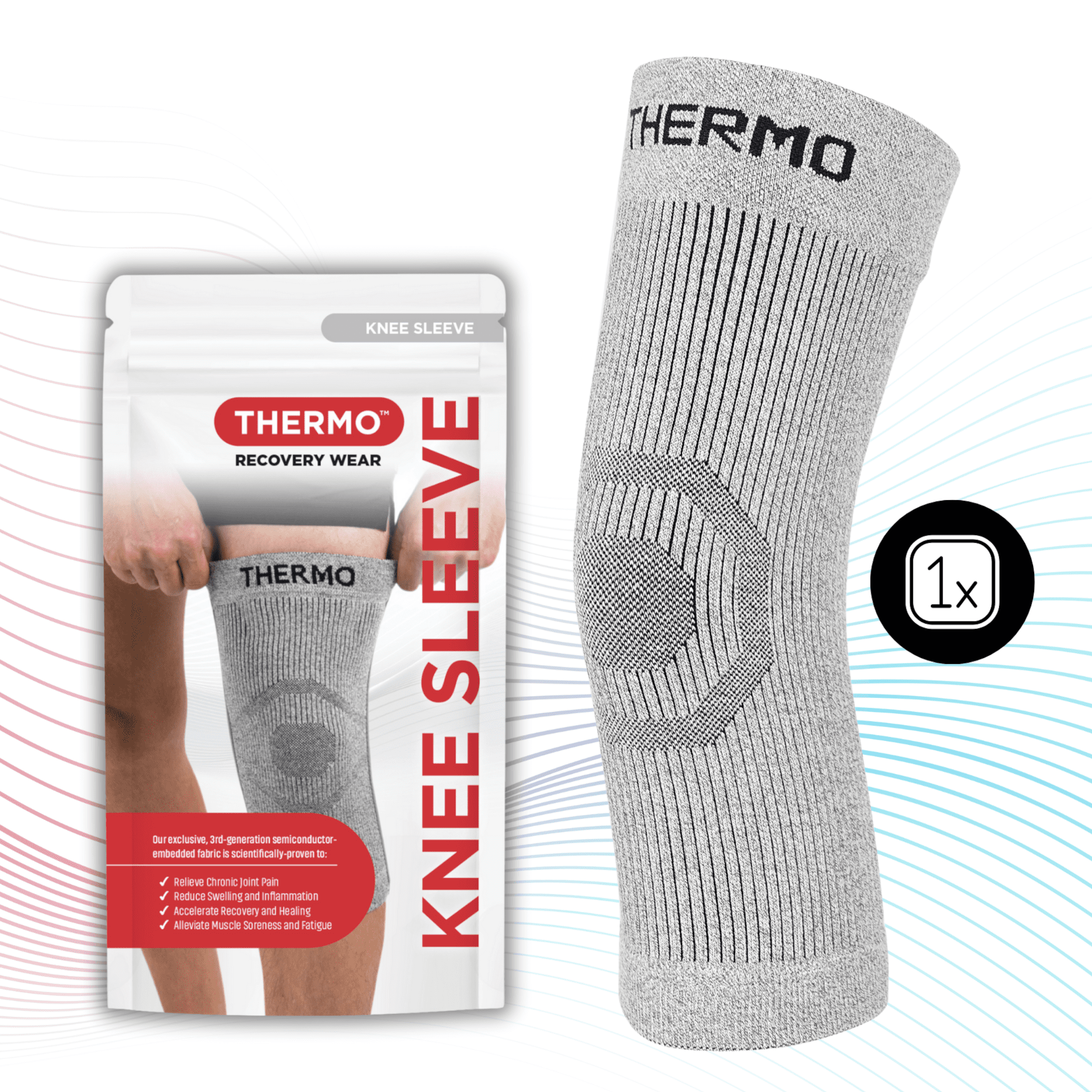 THERMO™ Circulation Knee Sleeve, Natural Semiconductor Infrared Healing Knee Brace, Superior to Compression, Comfort Style w/No Support Stay, XX-Large