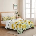 thumbnail image 5 of Queen Quilt Set 90''x96'', Yellow Spring Floral Lightweight Summer Bedspread Coverlet Set with 2 Pillow Shams, Pastoral Flowers Daisy Breathable All Season Quilt Bedding for Bedroom/Guest Room, 5 of 9
