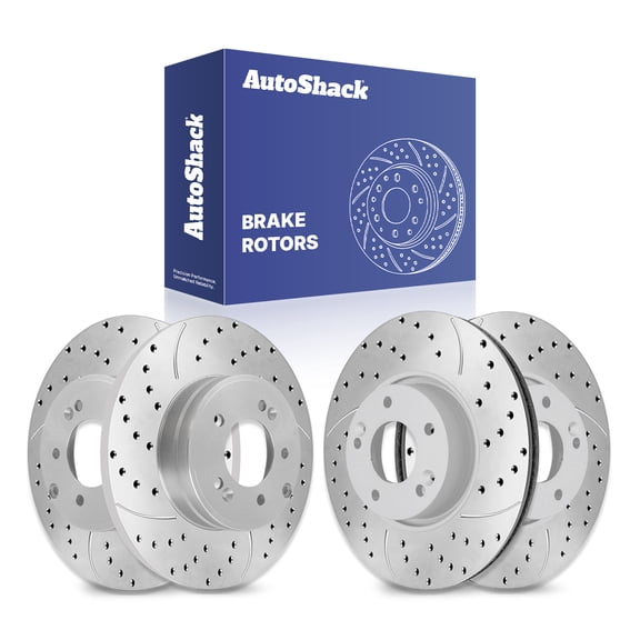 AutoShack Front & Rear Brake Rotors for Hyundai & Kia, Sonata 2011-2019 Optima 2011-2020 Tucson 2016-2018, FWD AWD L4 1.6L 2.0L 2.4L - Silver Zinc Coated Drilled & Slotted - SilverShield Pro