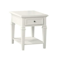 Steve Silver Charlestown Modern Farmhouse Wood End Table, Soft White