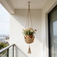 thumbnail image 6 of Macrame Hanging Basket Plant Hanger, DIY Woven Cotton Rope Net Bag for Flower Pots Indoor Outdoor Decor, Brown Plant Holder, 6 of 6