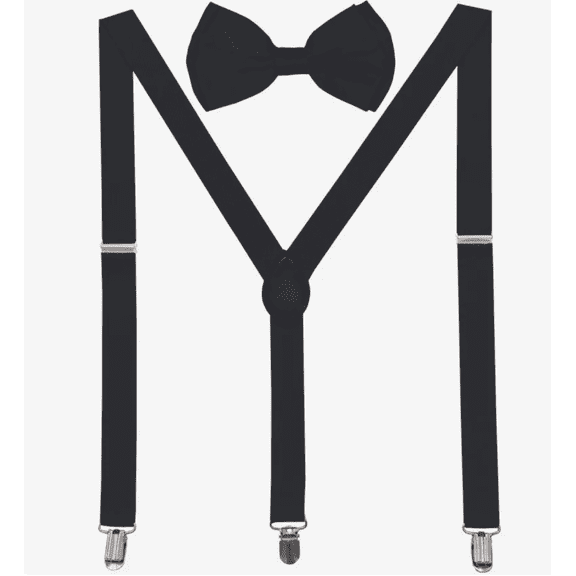 Mens Suspender Fashionable Y Back Clip Adjustable Elastic Suspenders Bow Tie Set for Party Wedding