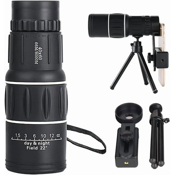 CHIKANSTORE 40x60 High Magnification Monocular Telescope, 2025 New Monoculars for Adults High Powered with Smartphone Holder and Tripod, Handheld Telescope for Bird Watching Hiking Travel Concert