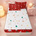 thumbnail image 4 of Manfei Festive Christmas Tree Zipper Twin Comforter Sets with Fitted Sheet and 2 Pillowcases,Traditional Snowflake Pine Branch Zipper Bedding Set,Red,Christmas Reversible,4pcs, 4 of 8