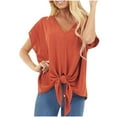 thumbnail image 3 of Mittory Womens Tie Front Chiffon Blouses V Neck Batwing Short Sleeve Summer Tops Shirts, 3 of 8