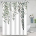 thumbnail image 3 of Shower Curtains Green Sage Leaves Modern Fresh Nature Bathroom Decor Fabric Waterproof Polyester Watercolor Leaf Bath Curtain Set with Hooks, 72x84 Inch, 3 of 6