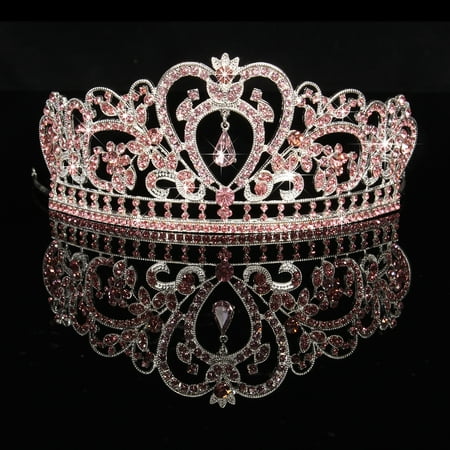 Princess Crown Supplies LuckyFine Crystal Wedding Tiara Crown Prom Pageant Princess Crowns Bridal Veil Headband - On Sale ()