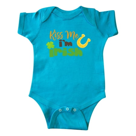 

Inktastic Saint Patrick s Day Kiss Me I m Irish Clovers Gift Baby Boy or Baby Girl Bodysuit