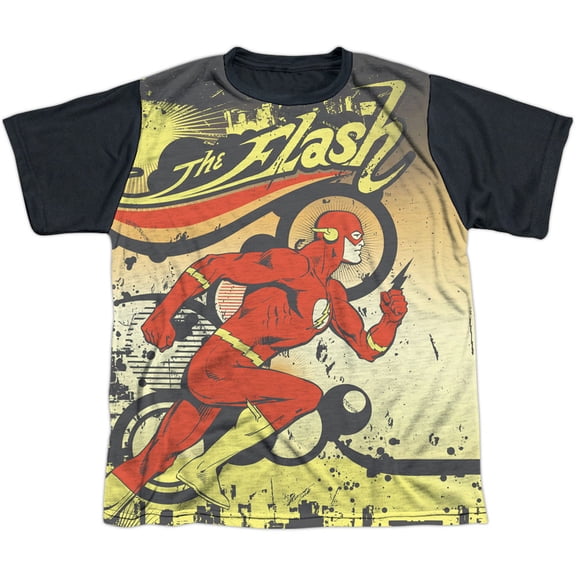 Dc Flash - Just Passing Through - Youth Short Sleeve Black Back Shirt - Medium