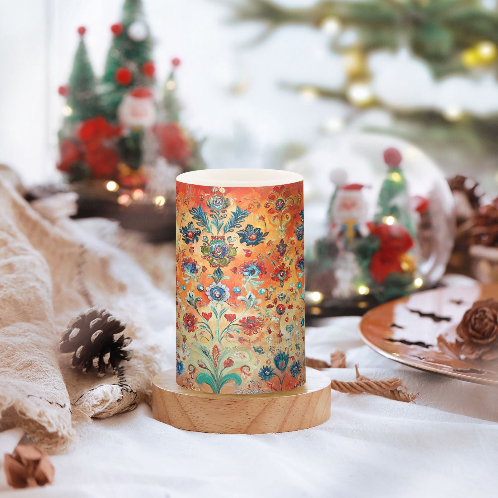 BZSMCE Flameless Candles LED Lights Flowers Seamlee Pattern Creativity Battery Candles