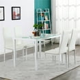 thumbnail image 3 of Kepooman Modern PU Dining Chairs Set of 4, Texture High Backrest Dining Chairs, kitchen Side Chairs for Kitchen Living Room Bedroom, White, 3 of 13