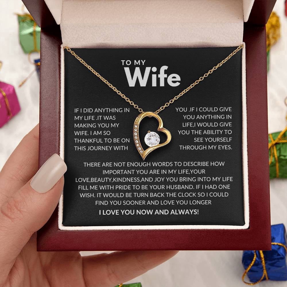 Valentines Day Gift for Wife To My Wife Necklace from Husband with Message Card Love Heart Necklace Wife Birthday Anniversary Valentines Mothers Day Gifts