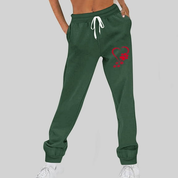 Makaor Sweatpants Baggy for Women with Pockets Athletic Pants with Elastic Waist Army Green 2XL