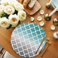 thumbnail image 3 of Round Placemats Set of 4 Green and Gray Ombre Gradient Place Mats Washable Woven Placemat Morocco Pattern Circle Braided Table Mat for Kitchen Dining Table Party Home Decor 15 Inch, 3 of 8