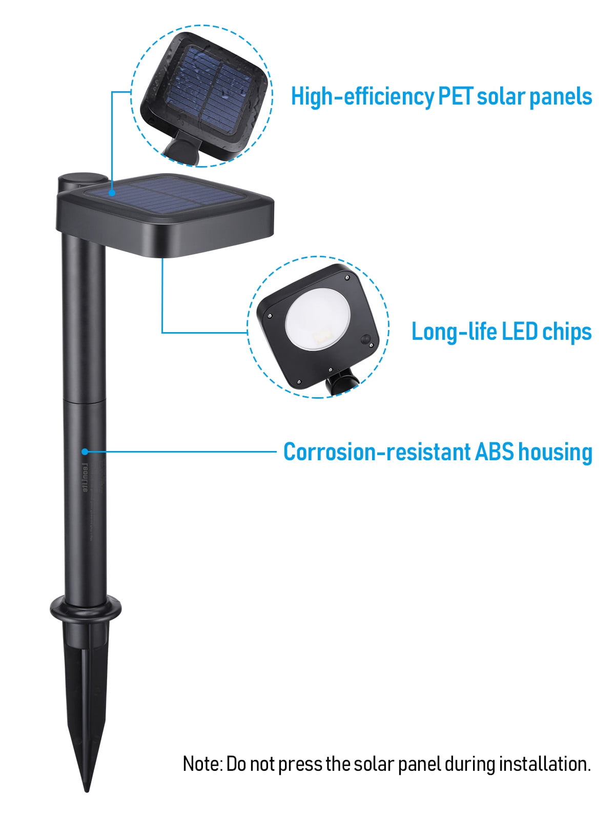 12 Pack 2CCT Solar Path Lights, Dimmable, Auto Dusk to Dawn Landscape Pathway Lights, Square