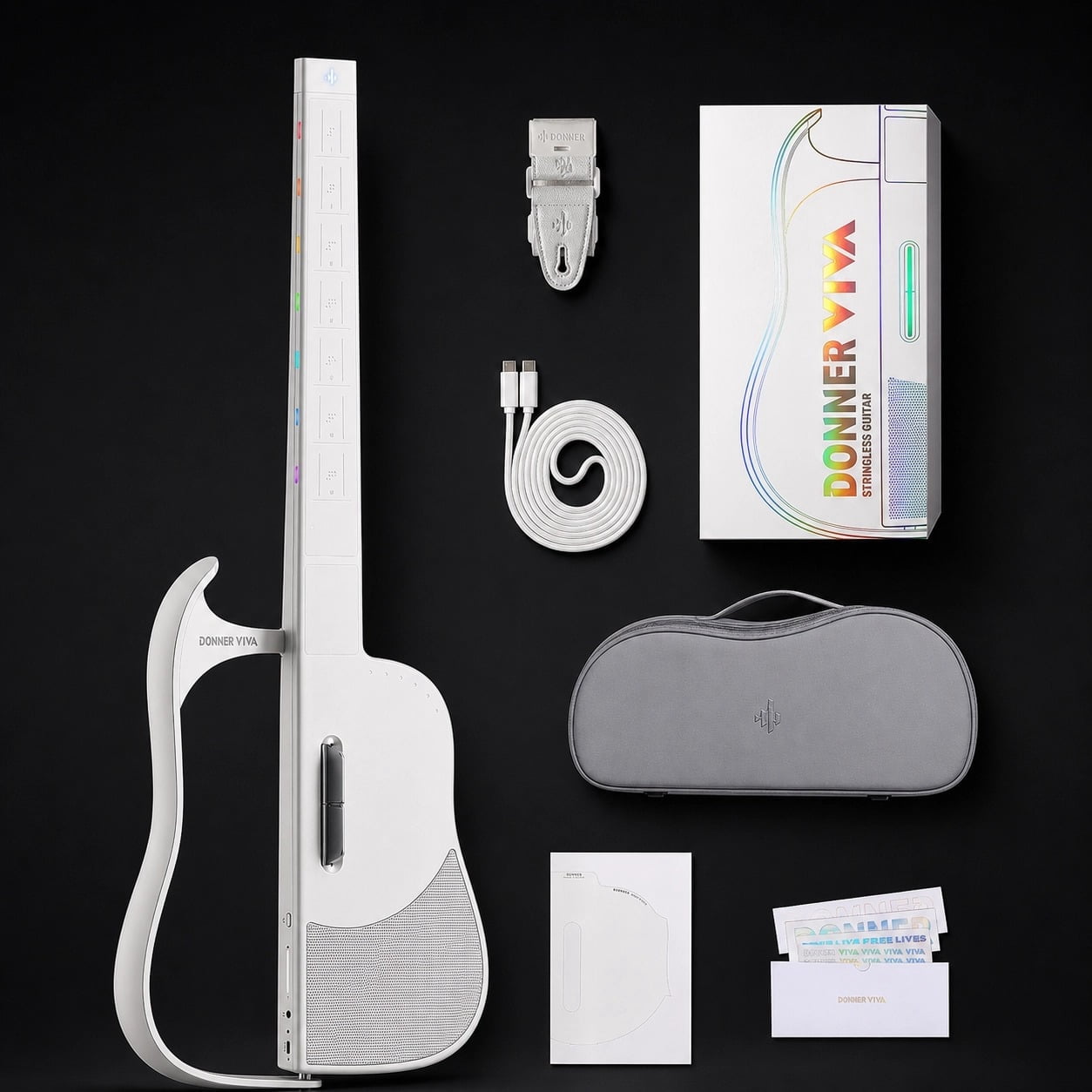 Donner VIVA Smart Electric Guitar, Stringless Guitar Built-in Effects , Portable Guitars for All Skill Levels, with APP Learning