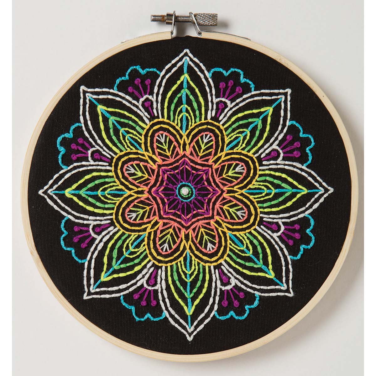 Leisure Arts® Mini Maker Neon Mandala Stamped Embroidery Kit