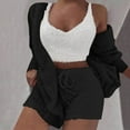 thumbnail image 1 of Conjunto de pijama de dos piezas de manga larga con capucha y chaquetas informales para mujer, de terciopelo de doble cara, con capucha, de manga larga, con pantalones cortos y chaqueta, abrigo y pant, 1 of 6