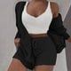 thumbnail image 1 of Conjunto de pijama de dos piezas de manga larga con capucha y chaquetas informales para mujer, de terciopelo de doble cara, con capucha, de manga larga, con pantalones cortos y chaqueta, abrigo y pant, 1 of 6