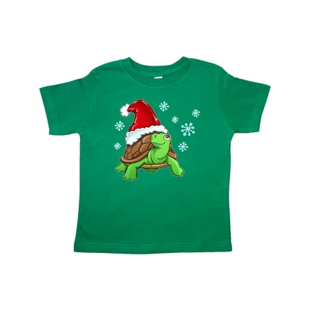 

Inktastic Christmas Turtle in with Santa Hat and Snowflakes Gift Toddler Boy or Toddler Girl T-Shirt