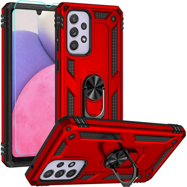 for Samsung Galaxy A33 5G Case with Screen Protector,Ring Kickstand Military Grade Protective Shockproof Armor Dual Layer Protection Defender Back Cover Phone Case for Galaxy A33 5G