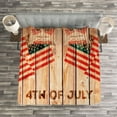 thumbnail image 3 of Ambesonne 4th of July Quilted Bedspread Set 3 Pcs, Wooden Planks Flag, Queen Size, Multicolor, 3 of 3