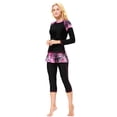 thumbnail image 4 of IBTOM CASTLE Women Burkini Swimsuits Modest Muslim Swimwear Islamic Long Sleeve Full Cover Hijab Top Skirted Swim Capris ​Pants Set 2XL Black, 4 of 8