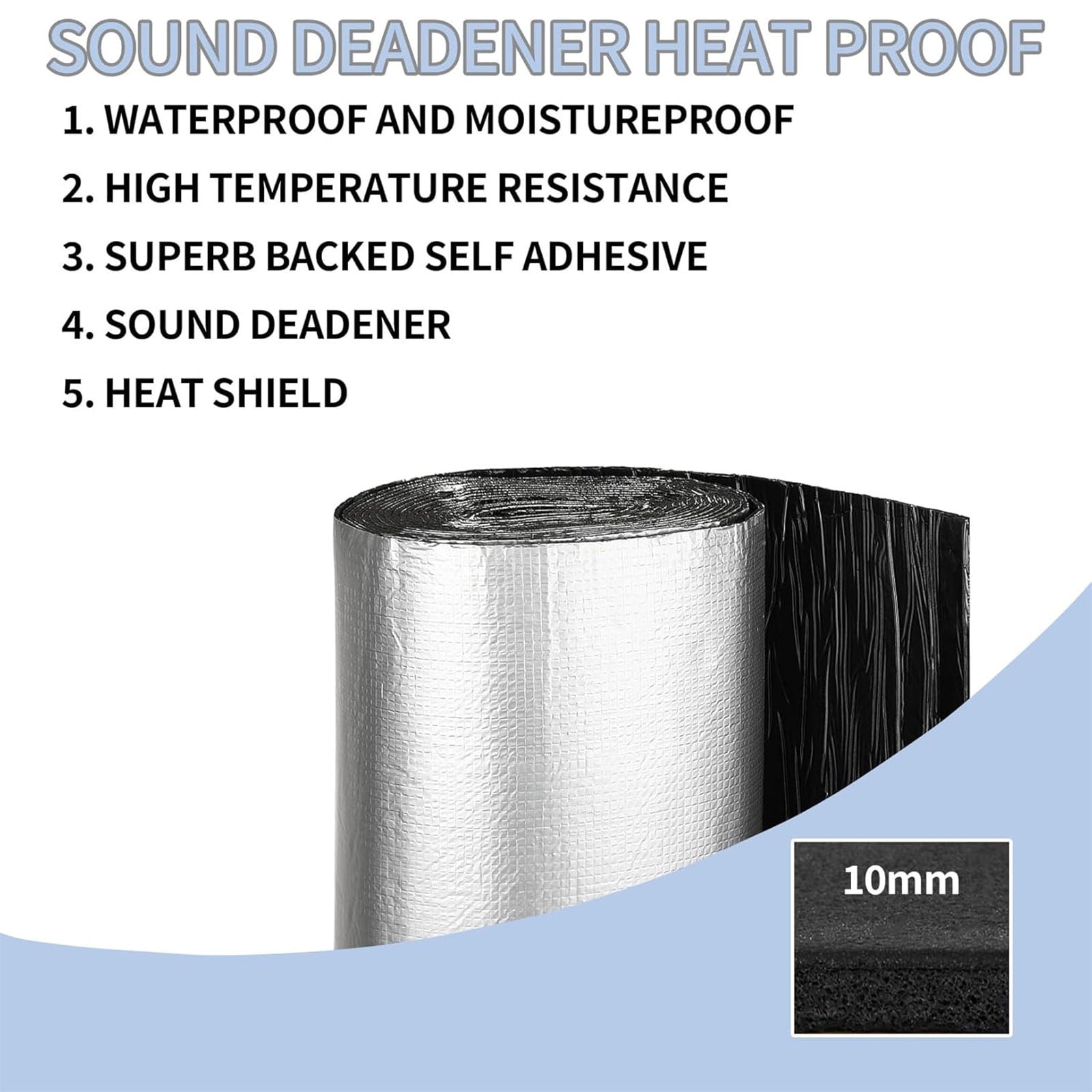394 mil Car Sound Deadening Mat 10.75 sqft Self-Adhesive Sound Insulation Acoustic Foam, PE Foam Sound Deadener Material & Heat Barrier 40"(W) x 40"(L)