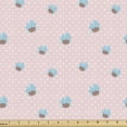 thumbnail image 1 of Cartoon Fabric by the Yard, Repeating Cupcakes with Polka Dots on the Background, Upholstery Fabric for Dining Chairs Home Decor Accents, Blush Sky Blue by Ambesonne, 1 of 5
