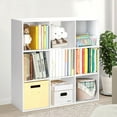 thumbnail image 3 of VibrantEcho US 9 Cube Shelf Bookcase, White Storage Organizer Wood Display Shelf, Free Standing Cubby Bookcase Cabinet Divider Bookshelf Fits 11“ Storage Bin, 3 of 16