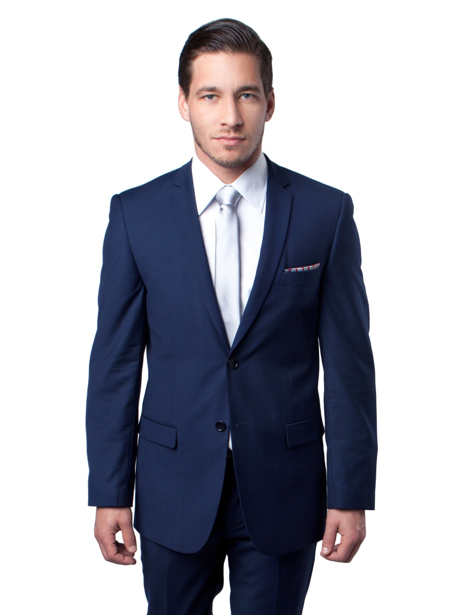 Dobell Mens Dark Blue 2 Piece Suit Tailored Fit Notch Lapel