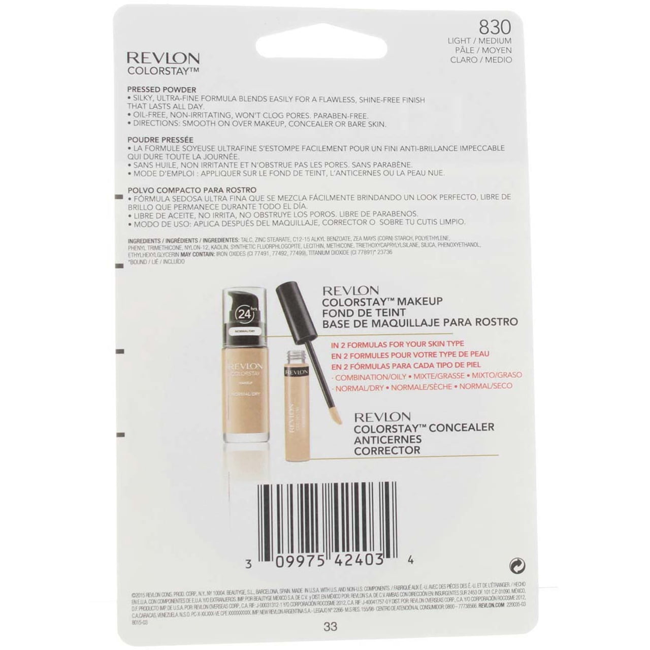 Revlon ColorStay Pressed Powder, Light/Medium [830] 0.30 oz (Pack of 2)