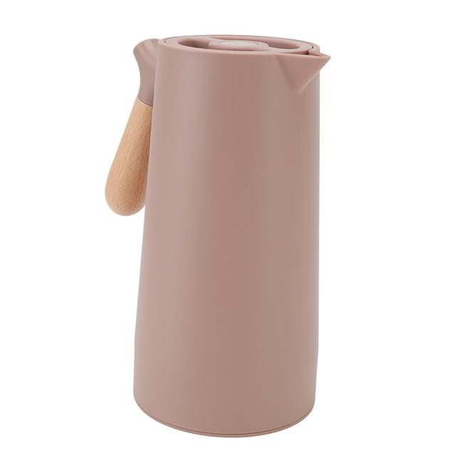 Thermal Coffee Carafe, Coffee Carafe Beech Wood Handle 1L Large Capacity For Office For Home Brown