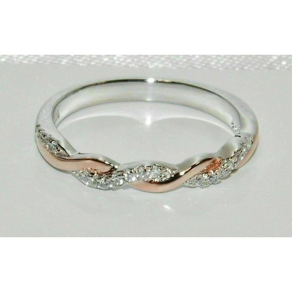 1.00Ct Round Cut Simulated Diamond Twisted Eternity Band Women's Valentine Ring 14K White Gold Plated Silver