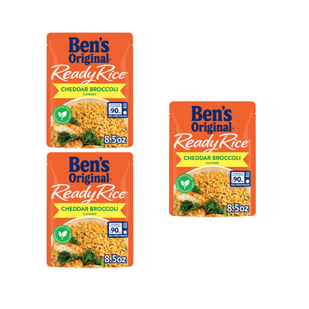 Ben's Original Ready Rice Cheddar Broccoli Flavored Rice, 8.5 oz, pack of 3 - Quick Cook, Flavored Rice, Easy Side Dish, Weeknight Friendly, Tasty Grain