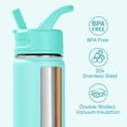 thumbnail image 3 of Daluvenix 12oz Insulated Kids Water Bottle with Straw and Carry Handle, Leak-Proof BPA-Free Stainless Steel Bottle, Green, 3 of 10