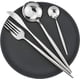 thumbnail image 2 of XmhyTop Juego de cubiertos de 24 piezas: juego de cubiertos reutilizables de acero inoxidable, tenedores, cucharas y cuchillos, cubiertos pulidos con efecto espejo (juego de 6, plateado), 2 of 5