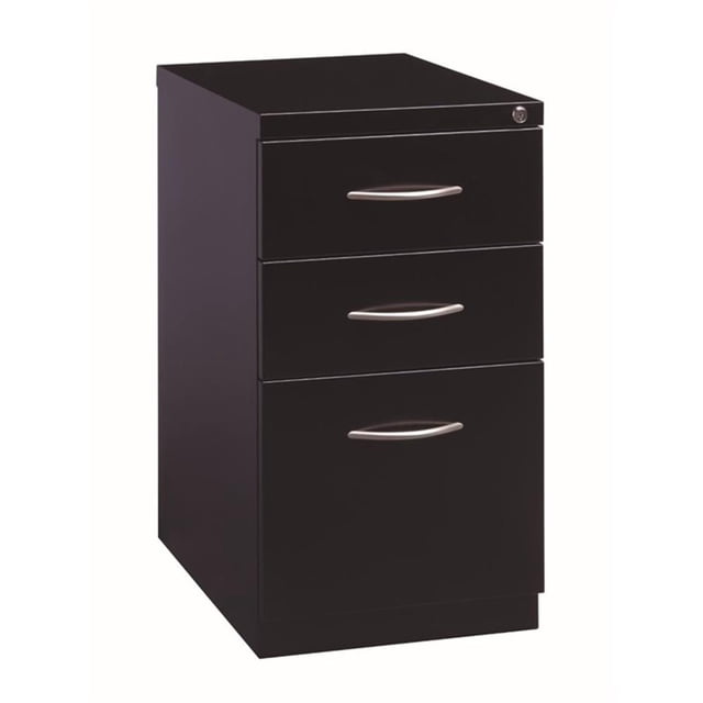 Scranton & Co 23-Inch Mobile 3-Drawer Pedestal File Cabinet in Black Steel