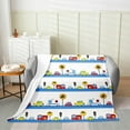 thumbnail image 2 of Cartoon Cars Plush Throw Blanket, Vehicle All Season,Blanket for Sofa Couch Kids Kawaii Traffic Lights Flannel Fleece Blanket Car Themed White Blue Bedroom Baby 30"x40", 2 of 6