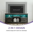 thumbnail image 2 of Uforic Farmhouse-Inspired TV Stand with Power Outlet, LED-Lit Media Console, Simplistic TV Cabinet for Living Room or Bedroom, Dark Rustic Oak, 59 Inch, 2 of 7