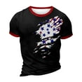 thumbnail image 5 of Men's Retro American Flag Raglan Shirt, Three-Button Design with Breathable Fabric for Casual and Sporty Looks ,Black L, 5 of 5
