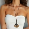 thumbnail image 4 of Ofertas Únicas 1 Pc Collar Bohemio Collar Largo Ajustable de Suéter 12.2" a 15.7" Marrón, 4 of 5
