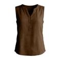 thumbnail image 5 of ClodeEU Women's Sleeveless V Neck Linen Blouse, Casual Loose Fit Breath Summer Tank Top Brown,Women's Plus M, 5 of 7