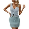 thumbnail image 2 of Njoeus Women's Summer 2 Piece Skirt Set, Womens Knit Crochet Sets Cami Crop Top and Short Skirt Bodycon Hollow Out Beach Cover Ups Outfits, 2 of 4