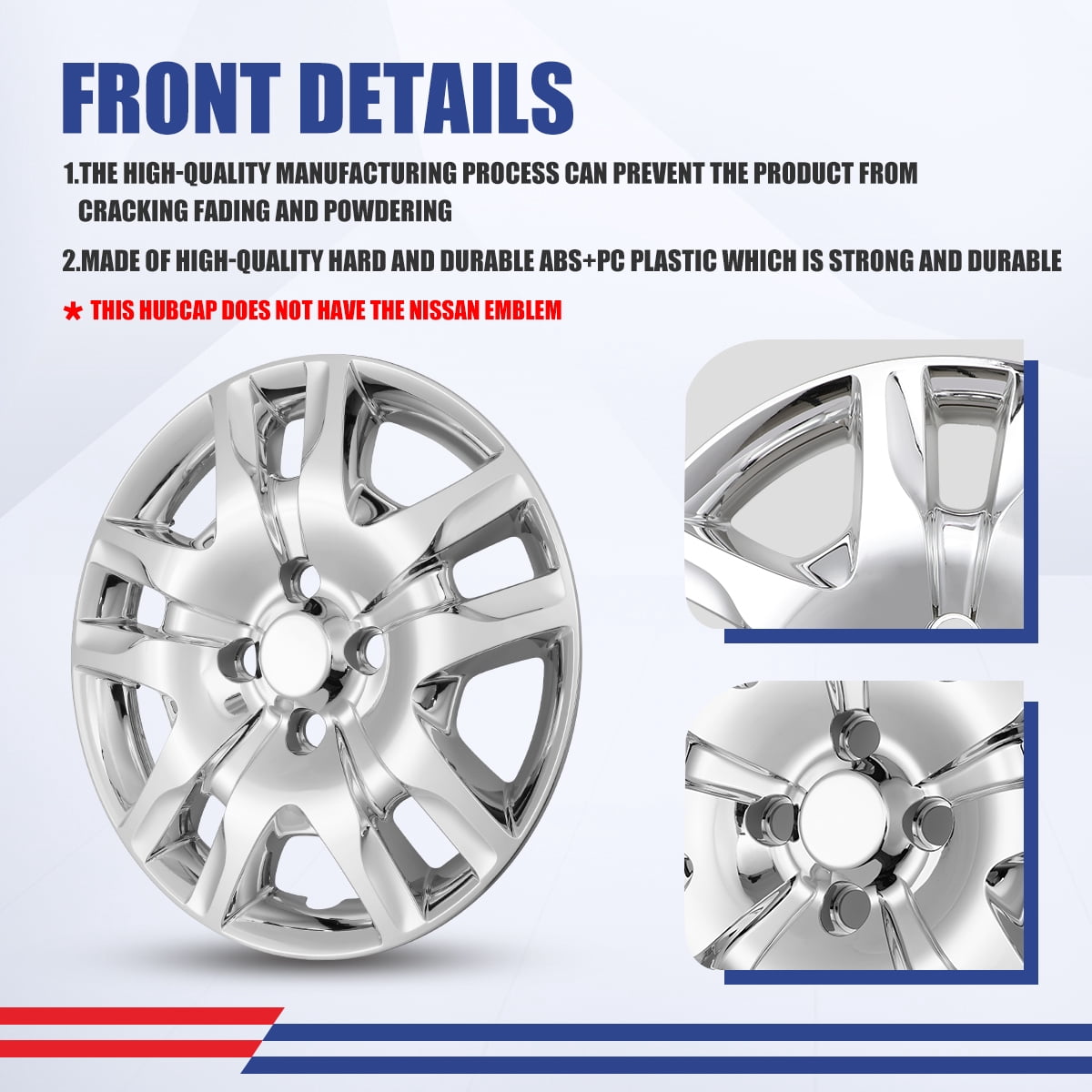 16 inch Set of 4 Hubcaps Wheel Rim Covers 2007 2008 2009 2010 2011 2012 Nissan Sentra,Bolt on Installation,Chrome